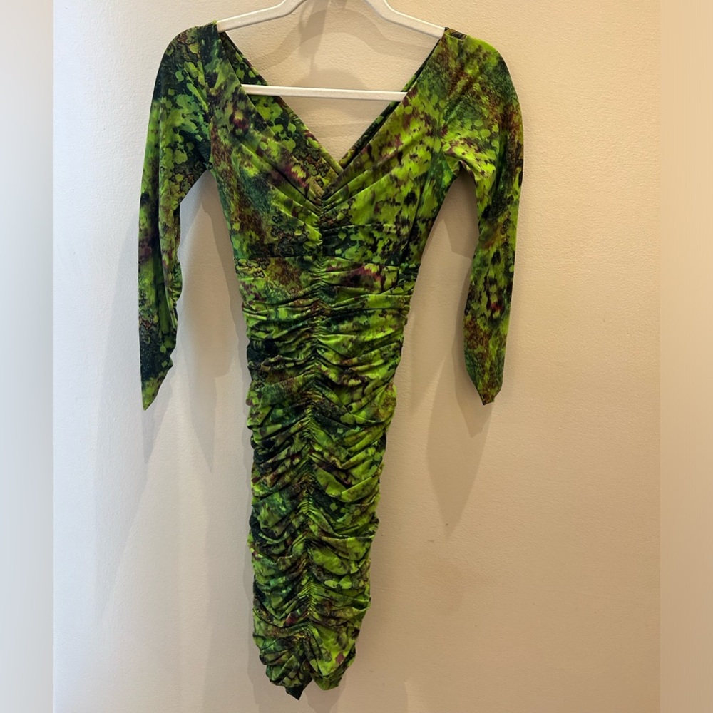 CHIARA BONI green/brown scrunchie dress eu 40/us 8